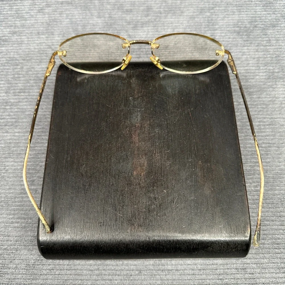Chanel Vintage Rimless Rhinestone Eyeglasses Gold Tone Oval 4013  52-18